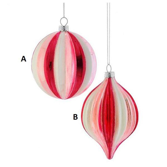 Pink Red White Ridge Glass Ornament