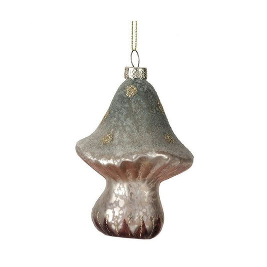 Glass Winter Mushroom Ornament