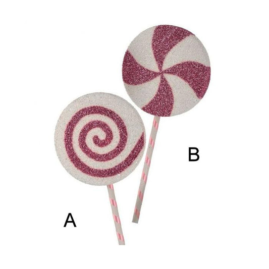 36In Pink White Glitter Lollipop Stem