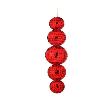 9in Red Mirror Ball Stack Ornament