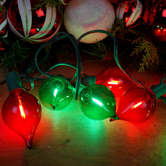 128in Red Green Retro Led Bulb Garland - Christmas Place