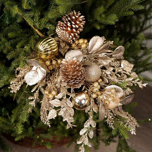 32In Champagne Glitter Leaf Stem - Christmas Place