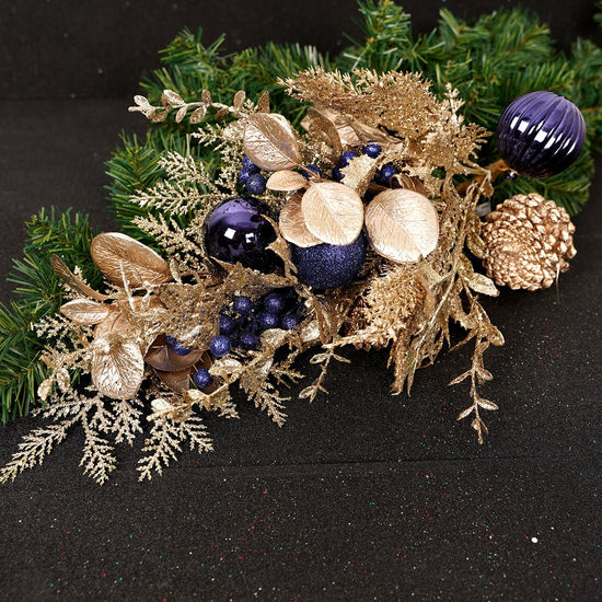 Deep Blue Glitter Berry Cone Spray - Christmas Place