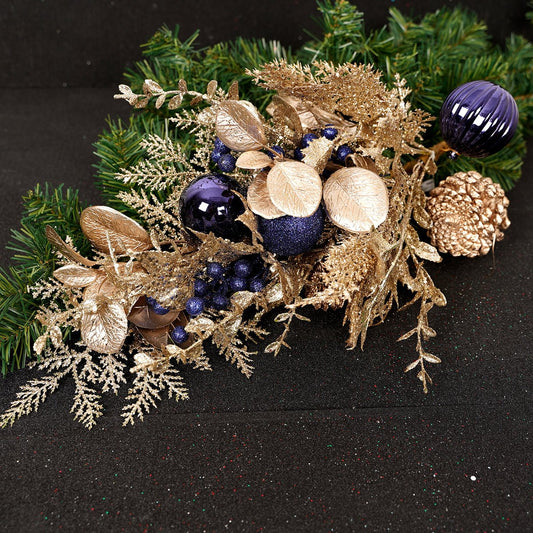 Deep Blue Glitter Berry Cone Spray - Christmas Place