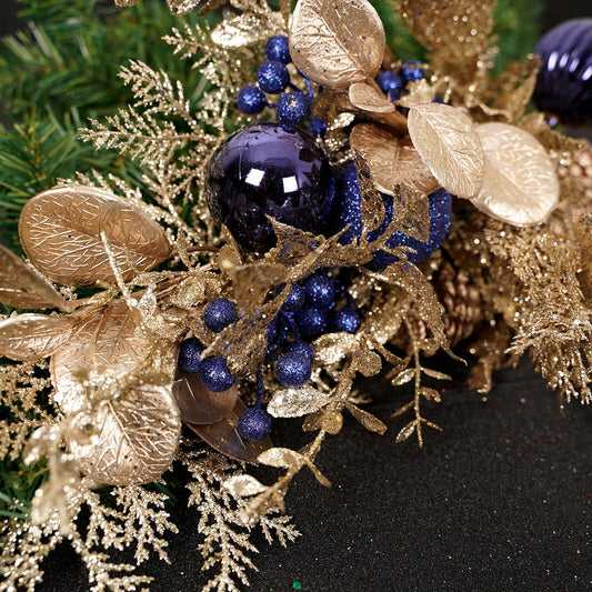 Deep Blue Glitter Berry Cone Spray - Christmas Place