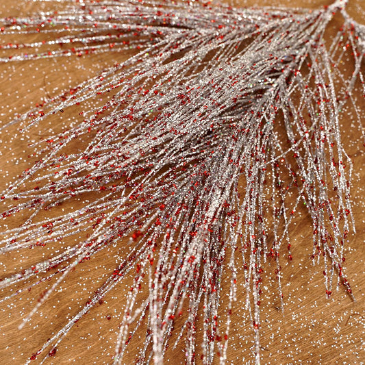 23In Silver Glitter Long Needle Pine Spray - Christmas Place
