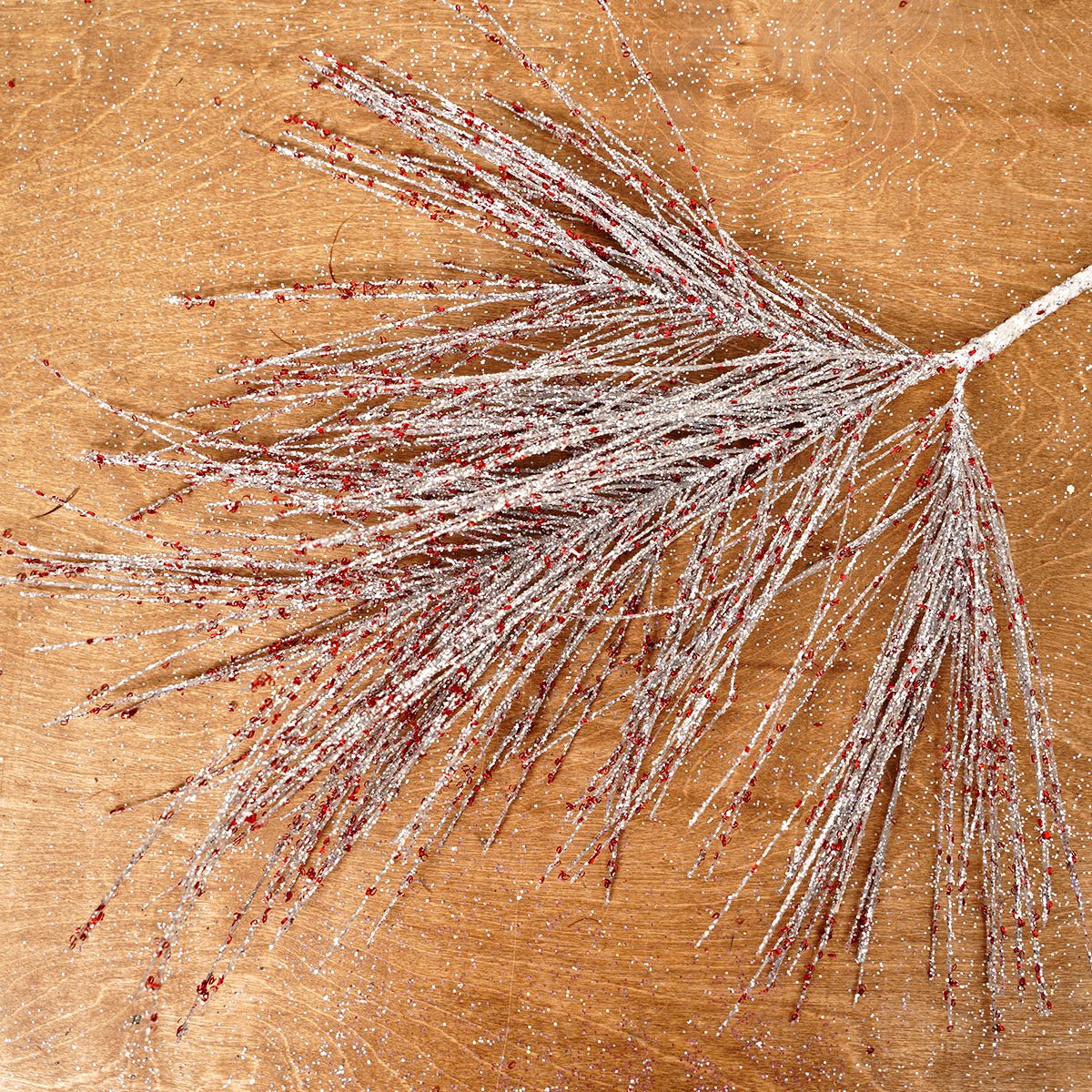 23In Silver Glitter Long Needle Pine Spray - Christmas Place