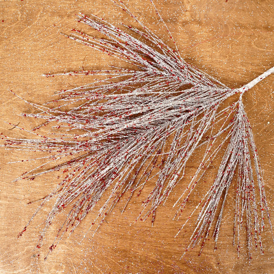23In Silver Glitter Long Needle Pine Spray - Christmas Place