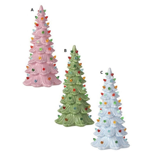 9in LED Pastel Retro Porcelain Tree