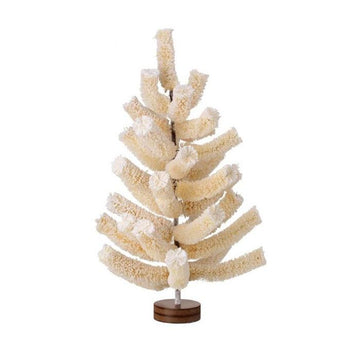 24 Inch Snowy Log Cabin Pine