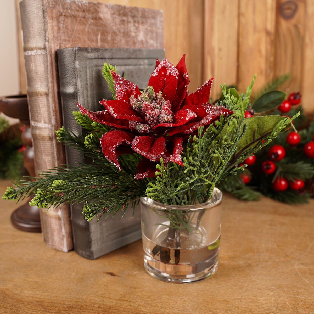 9In Water Iced Poinsettia Arrangement - Christmas Place