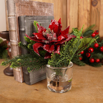9In Water Iced Poinsettia Arrangement - Christmas Place