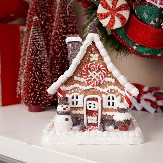 LED Snowman Gingerbread House - Christmas Place
