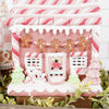 Gingerbread house with candy decorations on a white background
