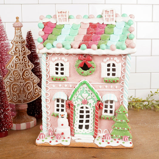 14 Inch LED Marshmallow Gingerbread House - Christmas Place