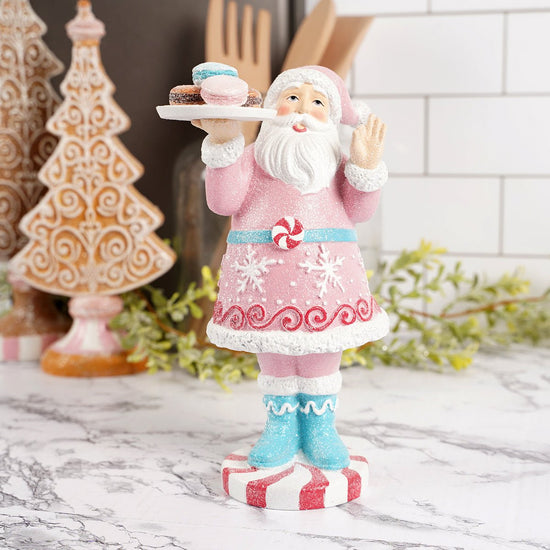 Pink Santa with Sweets Christmas Figurine - Christmas Place