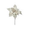 28In White Glamour Poinsettia Stem - Christmas Place