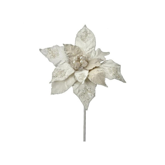 28In White Glamour Poinsettia Stem