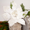 28In White Glamour Poinsettia Stem - Christmas Place