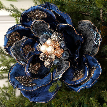 28In Midnight Blue Glamour Magnolia Stem - Christmas Place