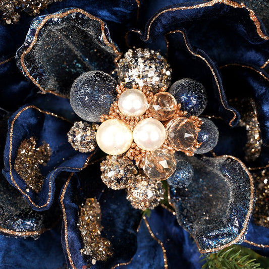 28In Midnight Blue Glamour Magnolia Stem - Christmas Place