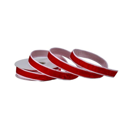 1X10 Red White Velvet Ribbon