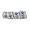 4X5 White Blue Dupion Ribbon - Christmas Place
