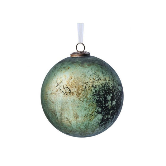 Glass Green Antique Rustic Ball Ornament