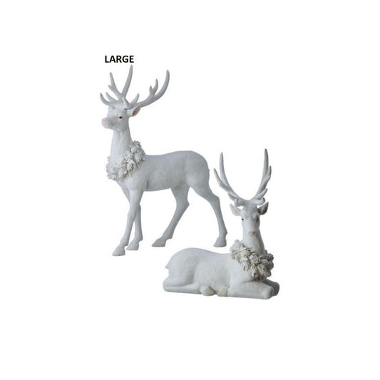 15.5In Frozen Forest Flock Deer Large