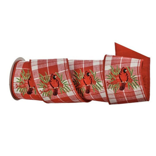 Red White Plaid Taffeta Cardinal Ribbon