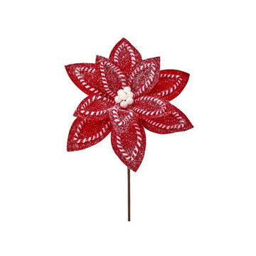 22In Red White Sugar Spice Poinsettia Stem