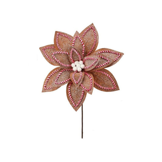 30In Brown Red White Sugar Spice Poinsettia Stem