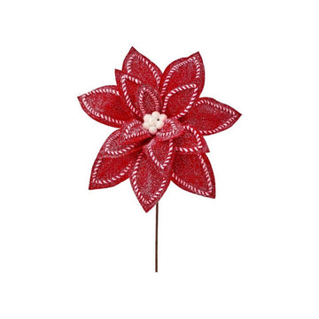 30In Red White Sugar Spice Poinsettia Stem