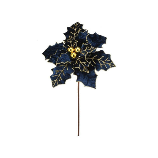 22In Dark Blue Champagne Royalty Poinsettia Stem - Christmas Place