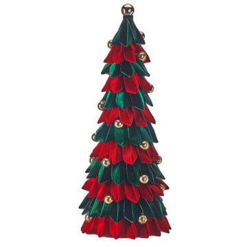 Red Green Velvet Loop Christmas Tree - Christmas Place