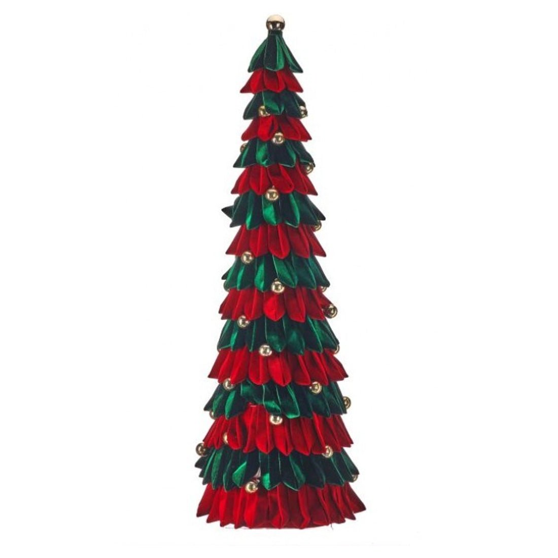 Red Green Velvet Loop Tree 40 Inch Tall Ball Christmas Ornament - Christmas Place