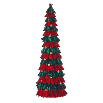 Red Green Velvet Loop Tree 40 Inch Tall Ball Christmas Ornament - Christmas Place