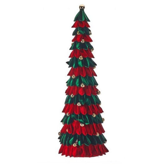 Red Green Velvet Loop Tree 40 Inch Tall Ball Christmas Ornament - Christmas Place