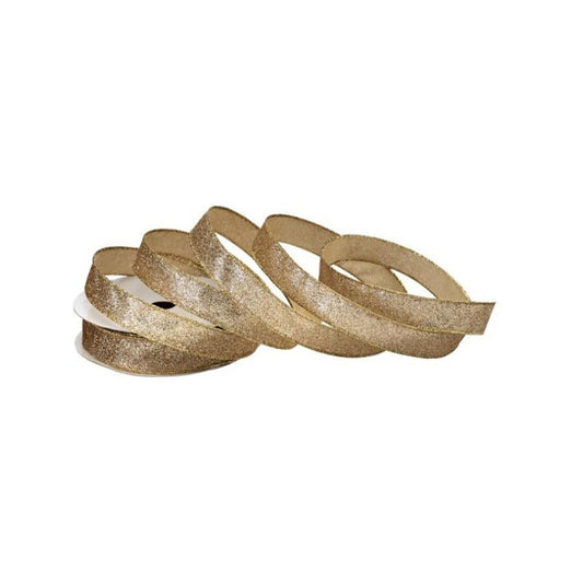 1X20 Gold Glitter Wired Ribbon