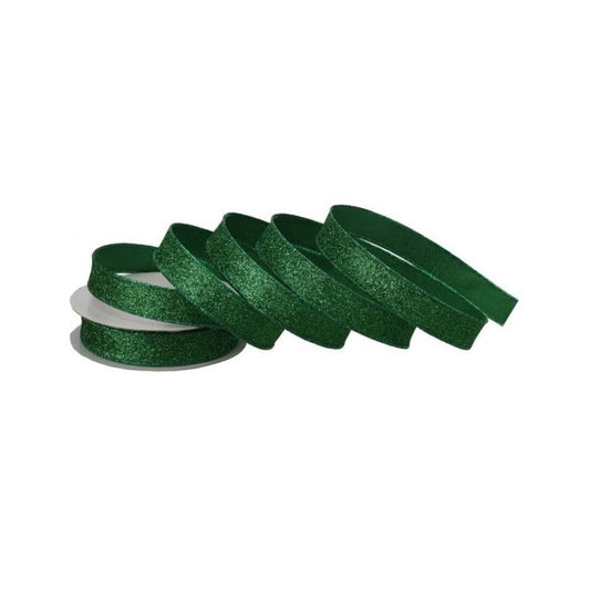 1X20 Green Glitter Wired Ribbon