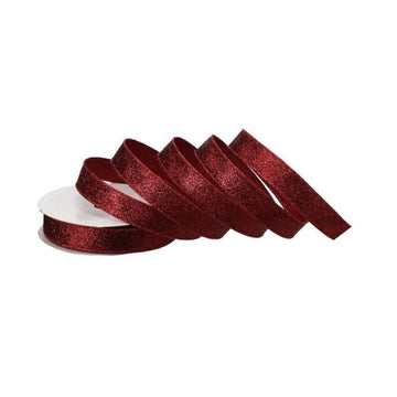 1X20 Burgundy Glitter Wired Ribbon