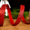 Red Glitter Wired Ribbon - Christmas Place