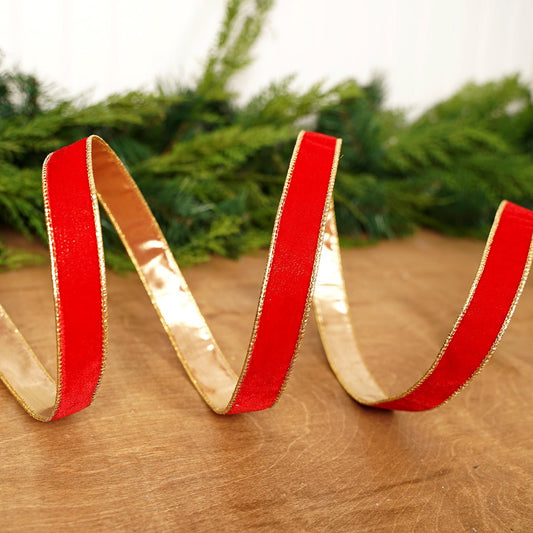Red Wired Velvet Ribbon - Christmas Place