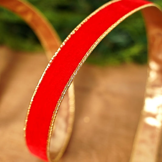 Red Wired Velvet Ribbon - Christmas Place