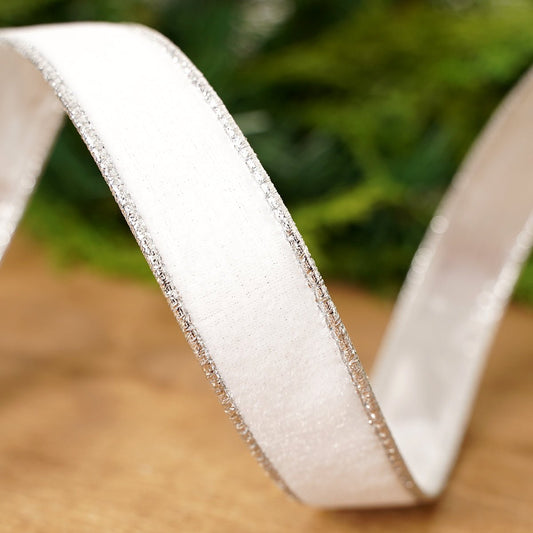 White Wired Velvet Ribbon - Christmas Place