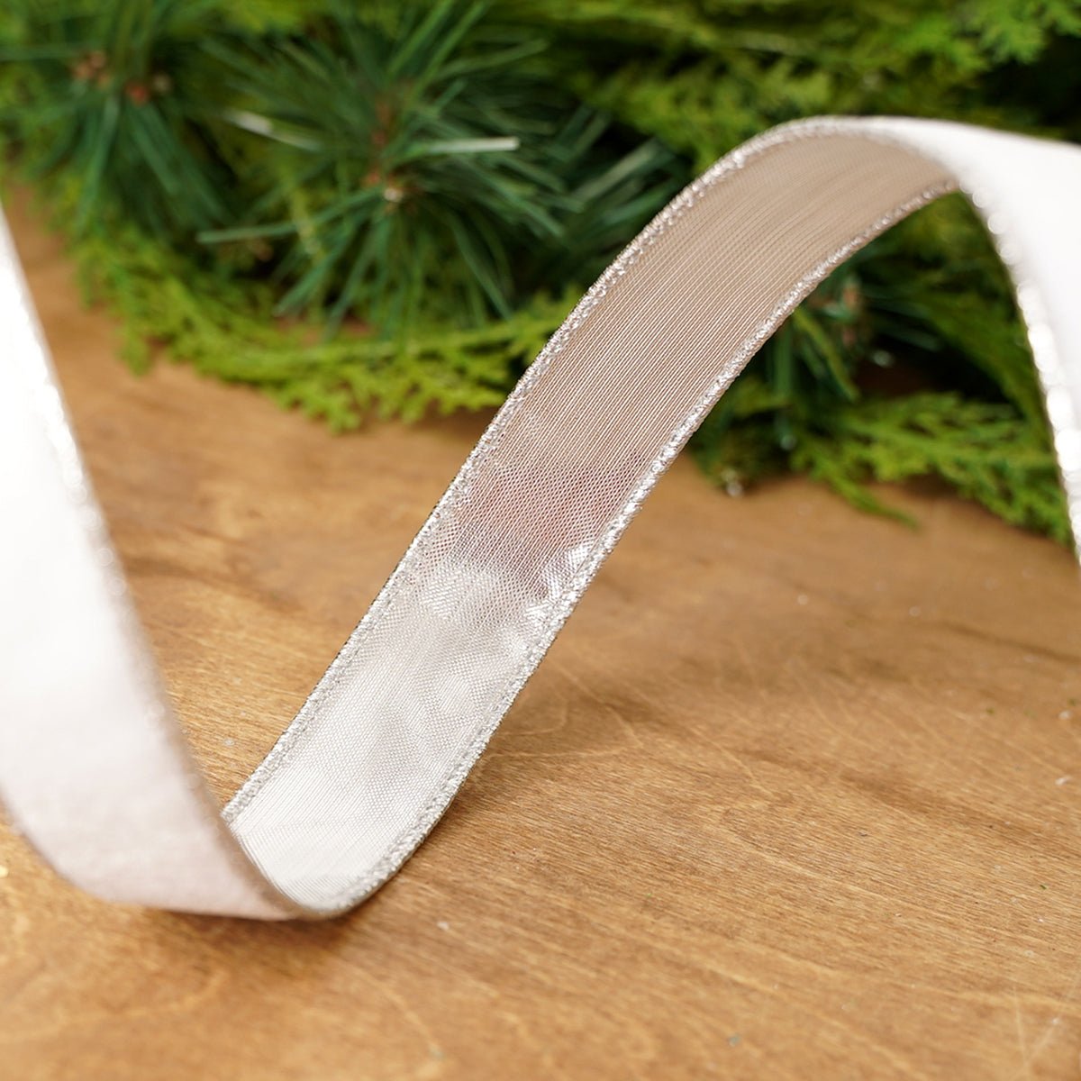 White Wired Velvet Ribbon - Christmas Place