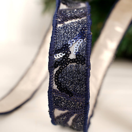 Dark Blue Champagne Jewel Sheer Ribbon - Christmas Place