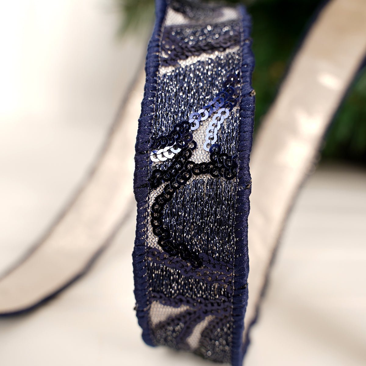 Dark Blue Champagne Jewel Sheer Ribbon - Christmas Place