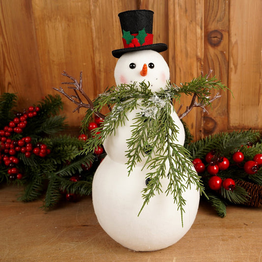 13In Iced Cedar Collar Snowman - Christmas Place