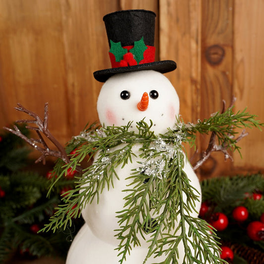 13In Iced Cedar Collar Snowman - Christmas Place